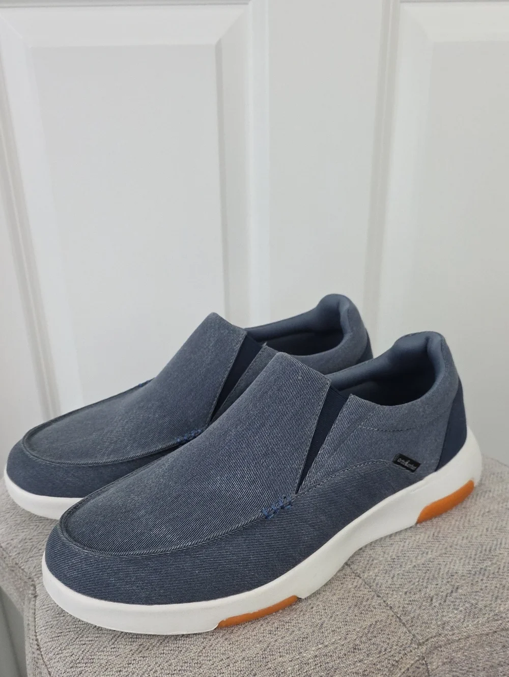 Men's Orthocomfoot Slip-On Loafers/ Orthopedic Planter Fasciitis- Blue Size 46